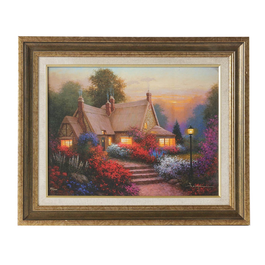 Sergon Offset Lithograph "Bougainvillea Cottage"