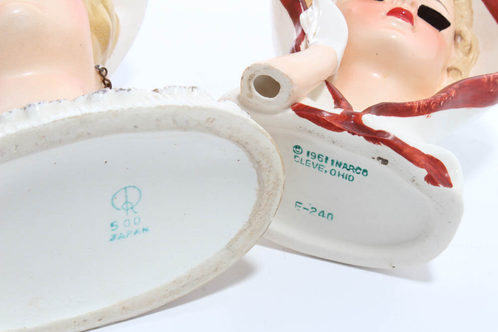 Vintage Lady Head Vases Including Inarco