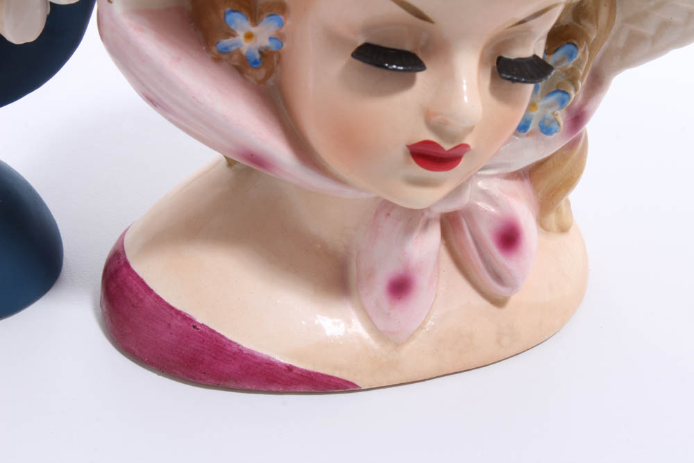 Vintage Lady Head Vases Including Inarco