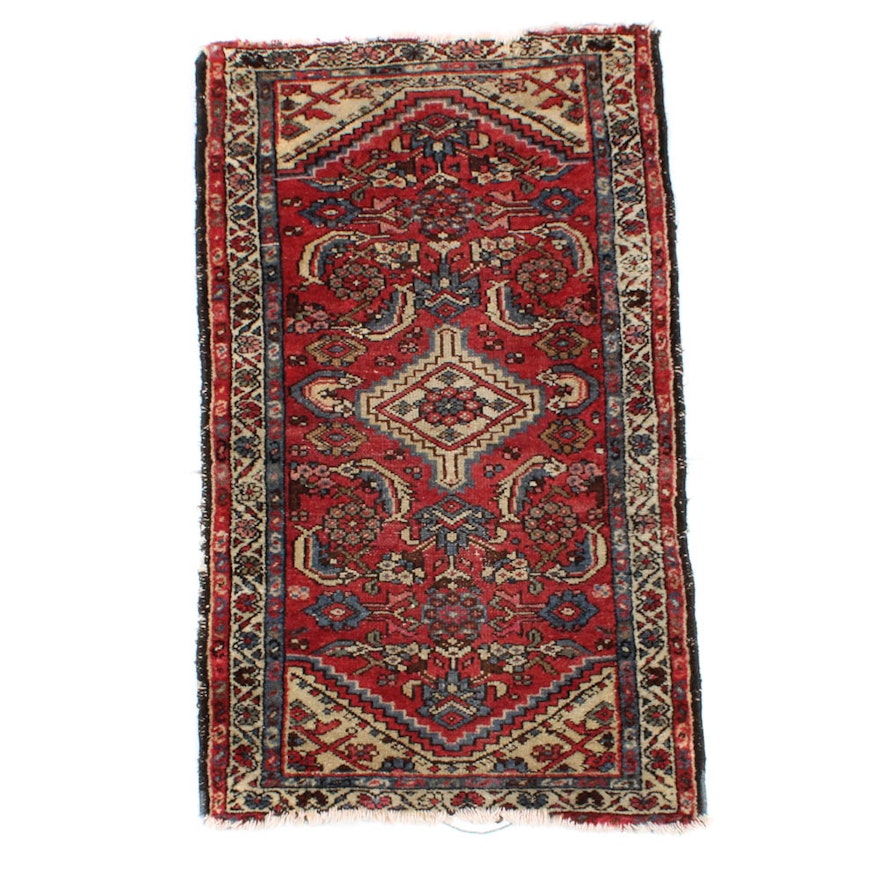 Antique Hand-Knotted Persian Accent Rug