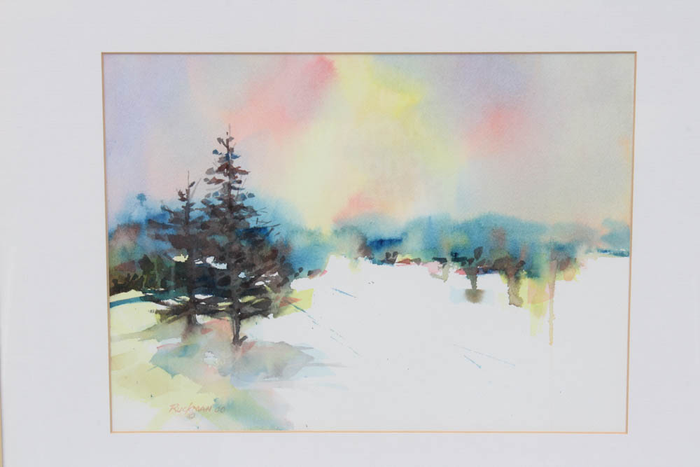 David Ruckman "Snowscape" Watercolor Painting