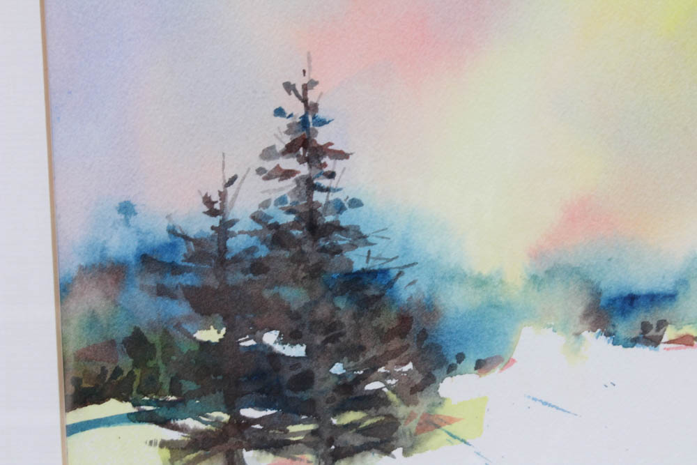 David Ruckman "Snowscape" Watercolor Painting