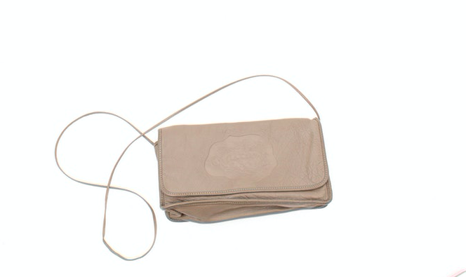 Carlos Falchi Embossed Buffalo Skin Leather Shoulder Bag