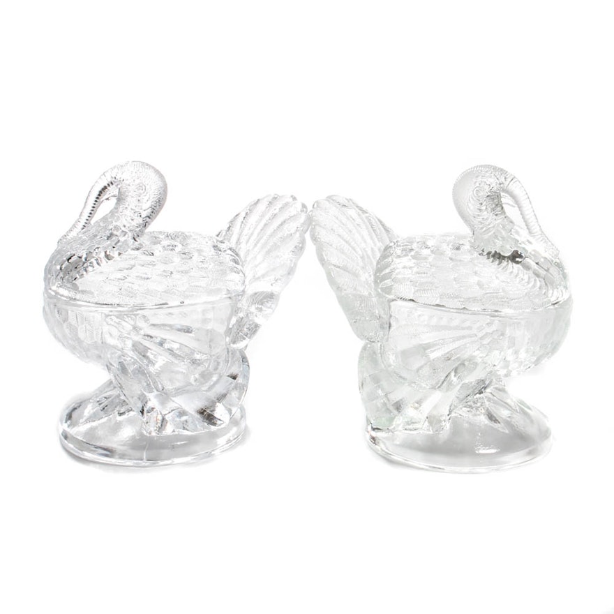 Vintage Pressed Glass Turkey Candy Containers