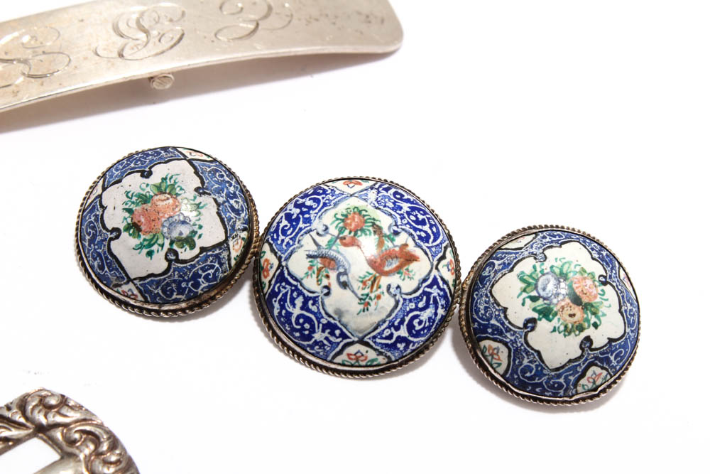 Vintage Sterling Silver Buckles and Brooch