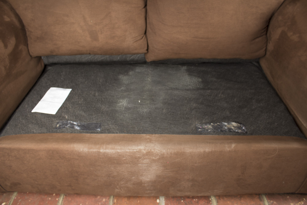 Brown Sueded Fabric Upholstered Loveseat by United Furniture Industries