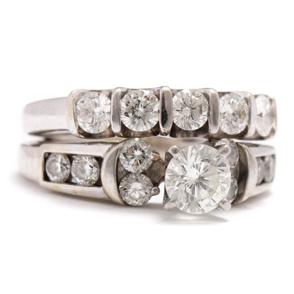 "The Leo" 14K White Gold and Platinum 1.76 CTW Diamond Wedding Ring Set