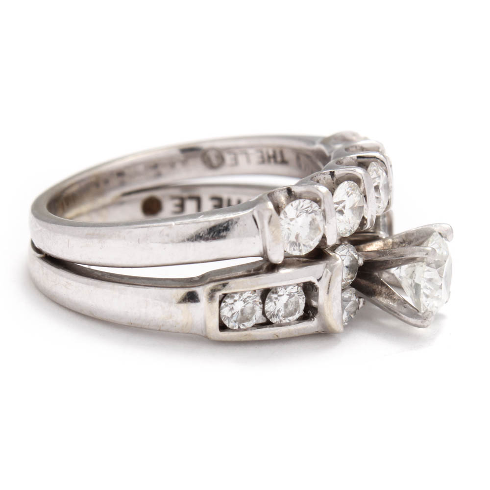 "The Leo" 14K White Gold and Platinum 1.76 CTW Diamond Wedding Ring Set