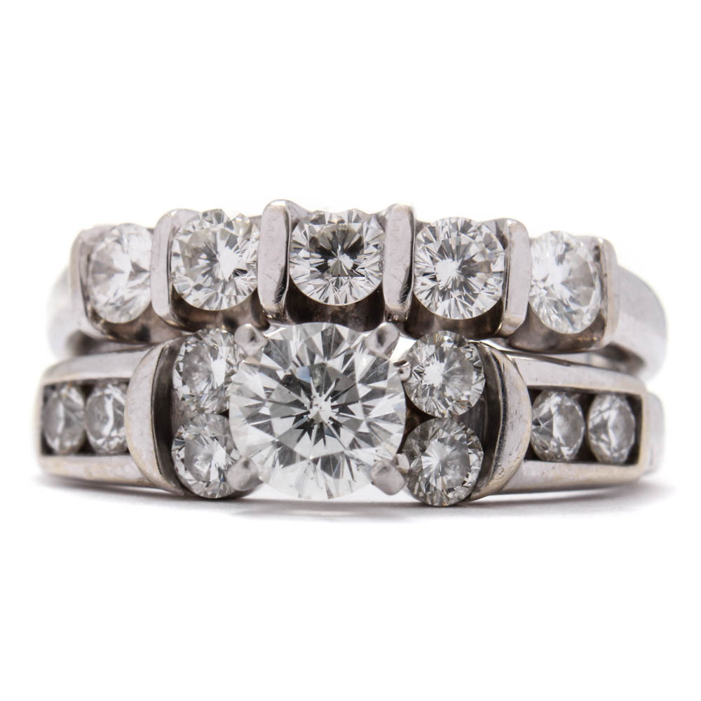 "The Leo" 14K White Gold and Platinum 1.76 CTW Diamond Wedding Ring Set