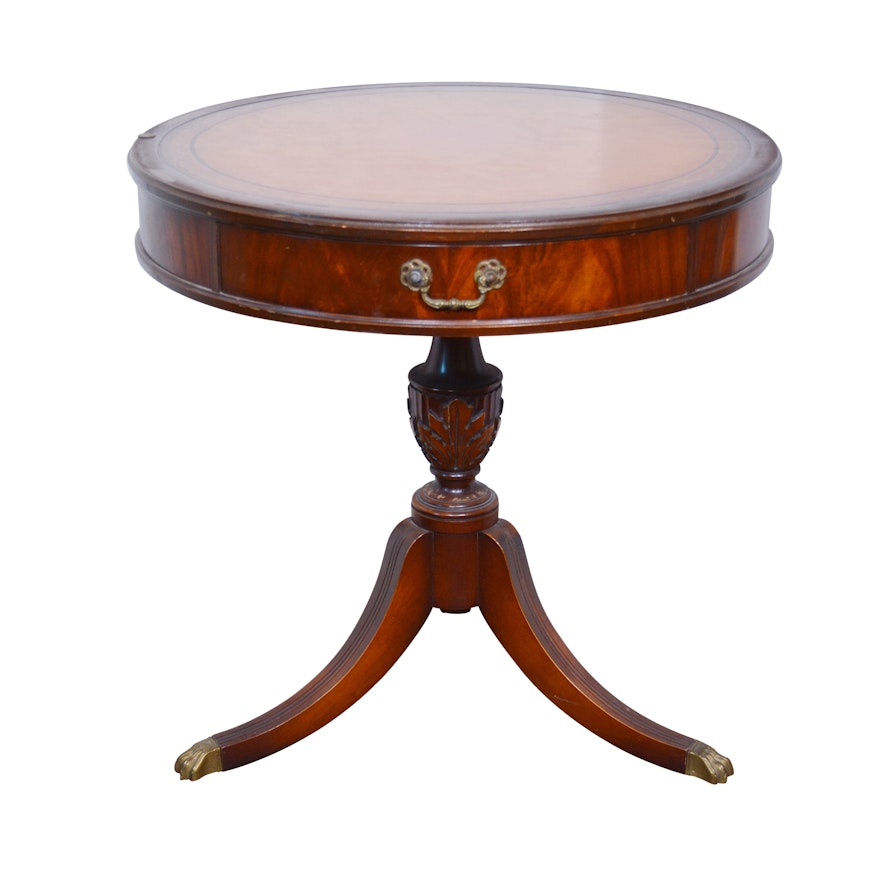 Federal Style Mahogany and Leather Side Table by Imperial, 20th Century