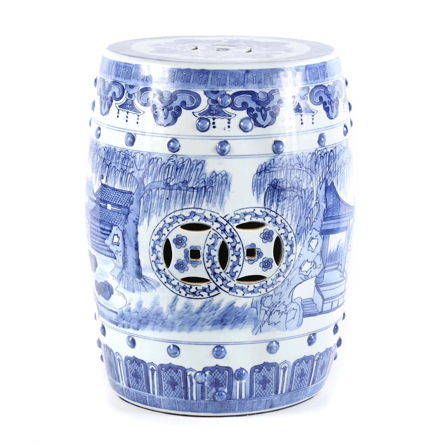 Chinese Blue and White Ceramic Garden Stool