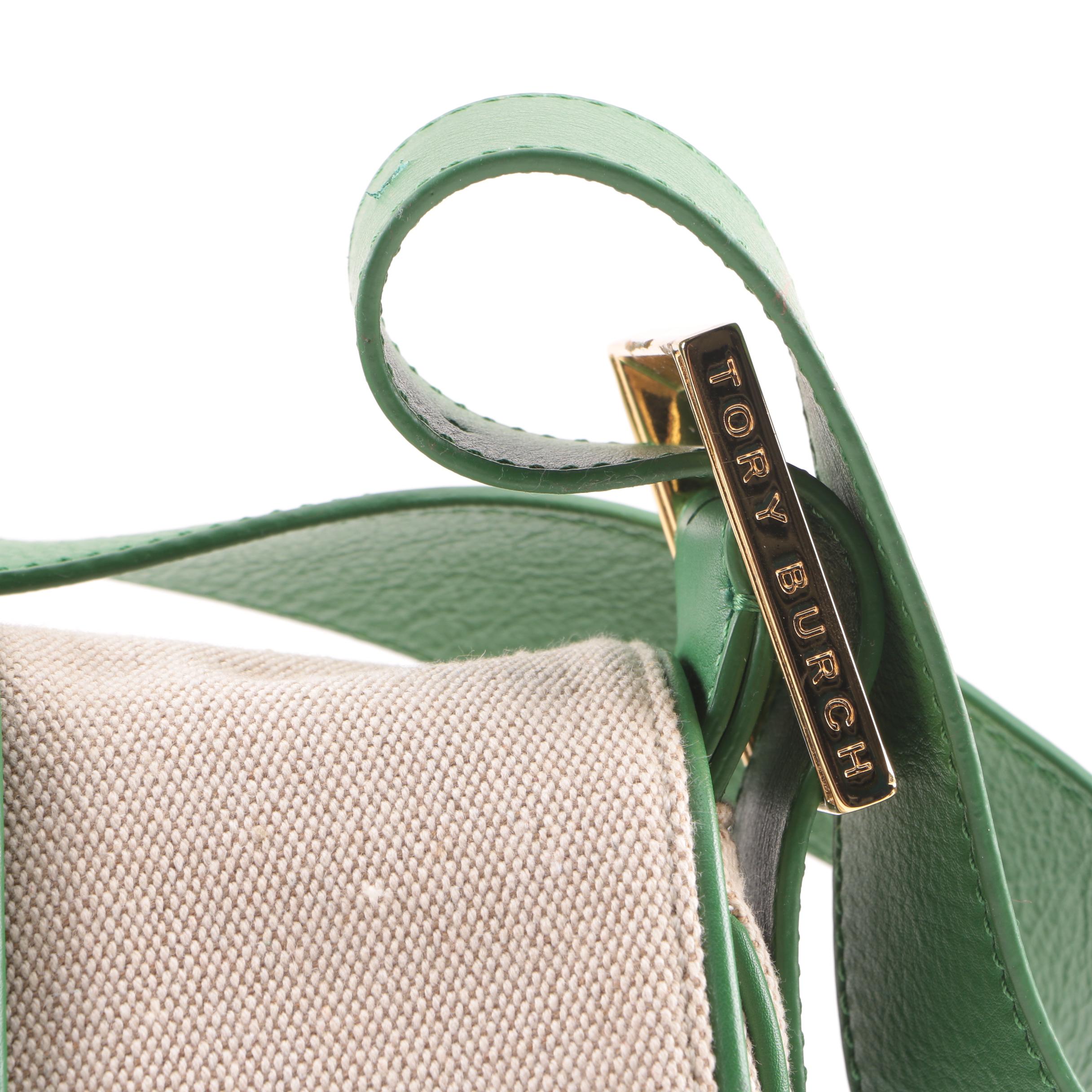 Tory Burch Canvas and Leather Shoulder Bag