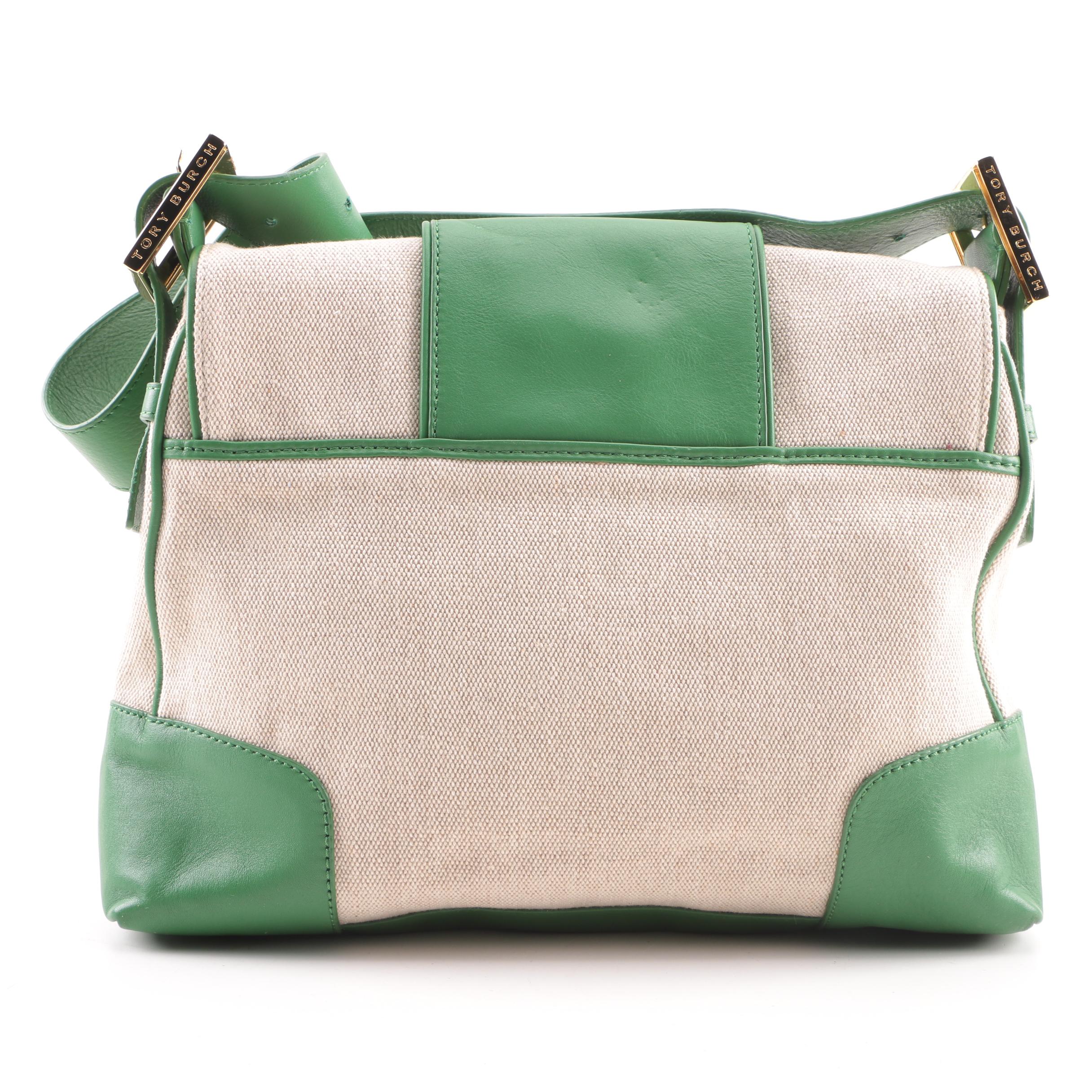 Tory Burch Canvas and Leather Shoulder Bag