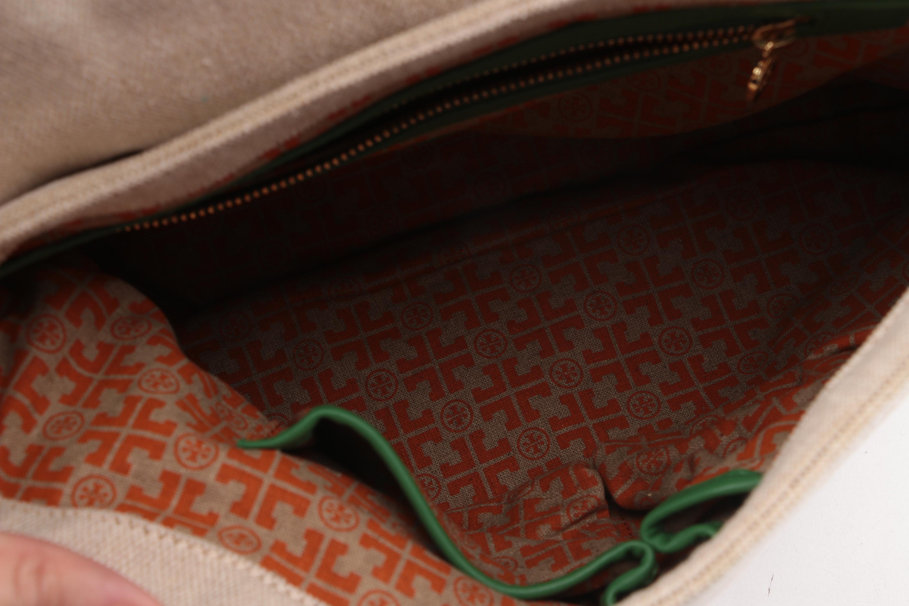 Tory Burch Canvas and Leather Shoulder Bag