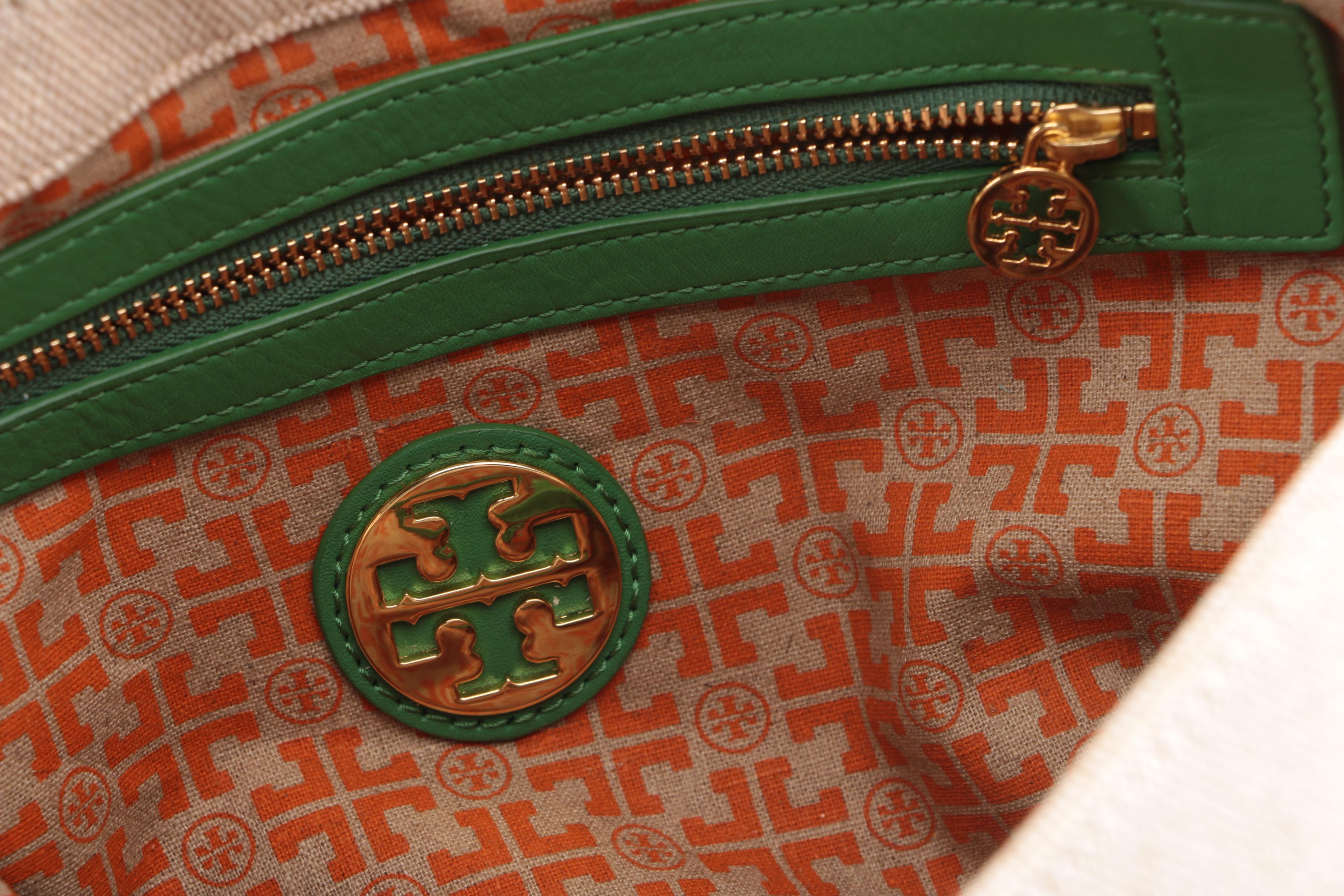 Tory Burch Canvas and Leather Shoulder Bag