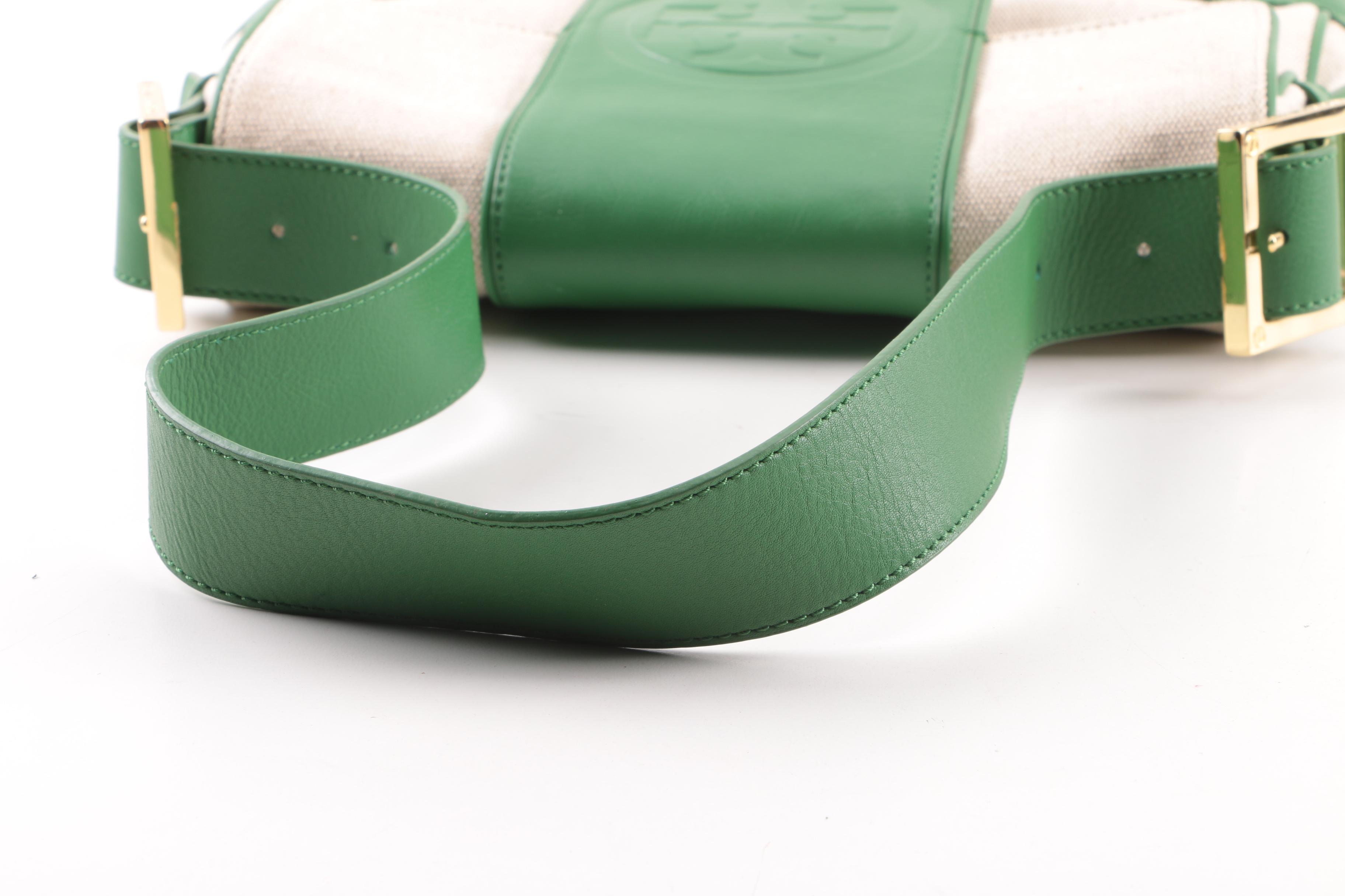 Tory Burch Canvas and Leather Shoulder Bag