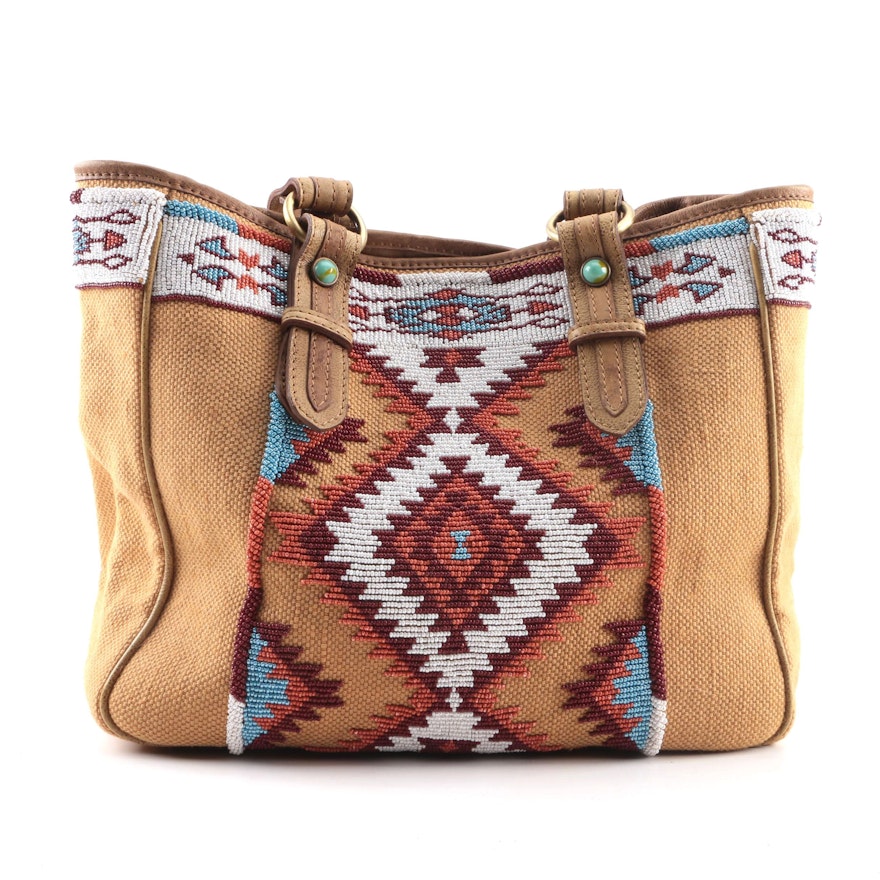 Tasha Polizzi Collection Beaded Southwestern Style Tote Bag