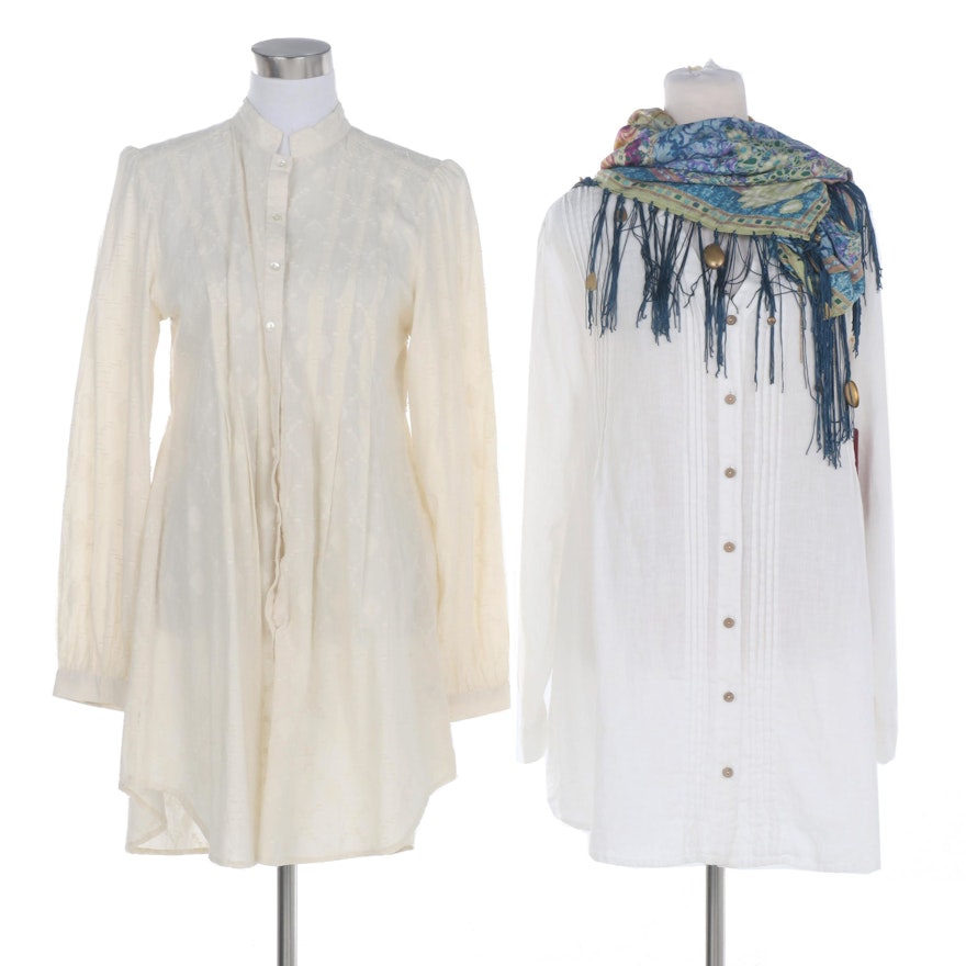 Yuvita and Double D Ranch Tunic Blouses with Fringed Scarf