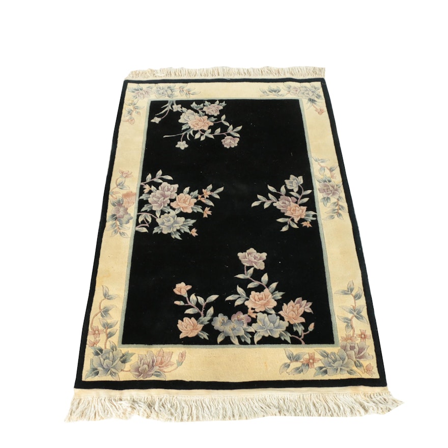 Hand-Knotted Chinese Carved Wool Accent Rug