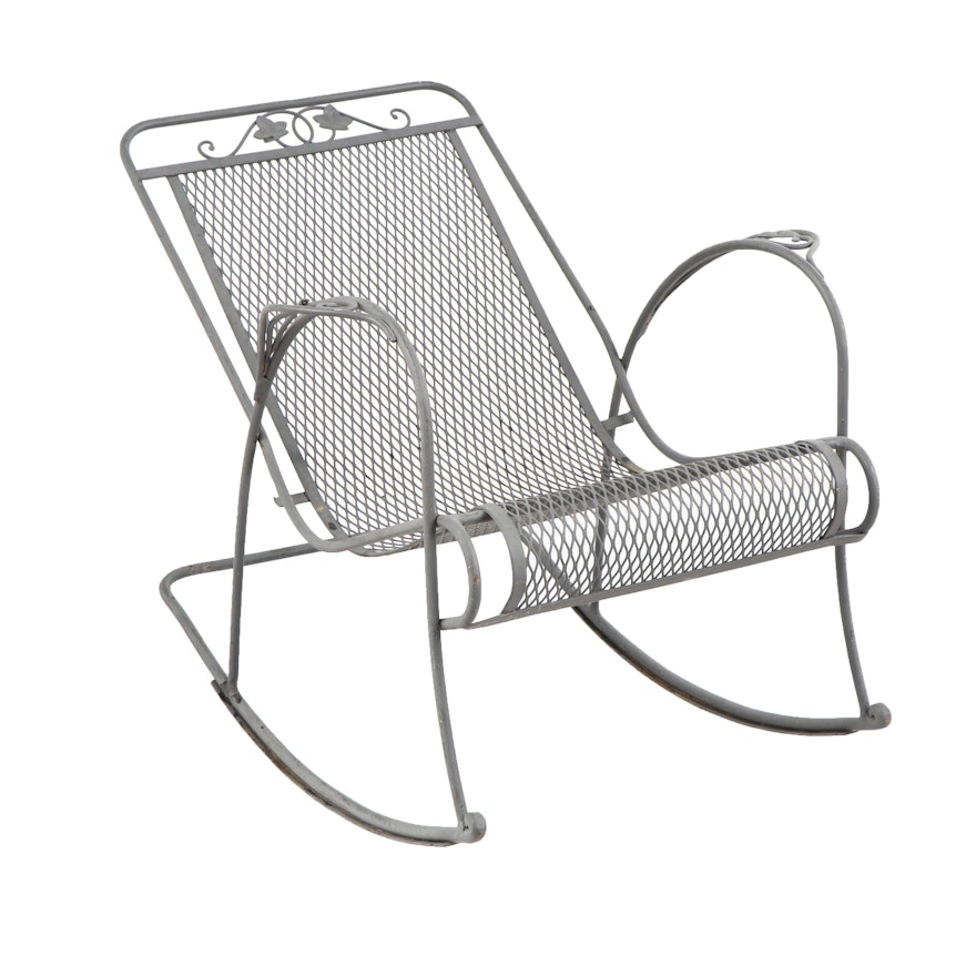 Metal Foliate Motif Patio Rocking Chair