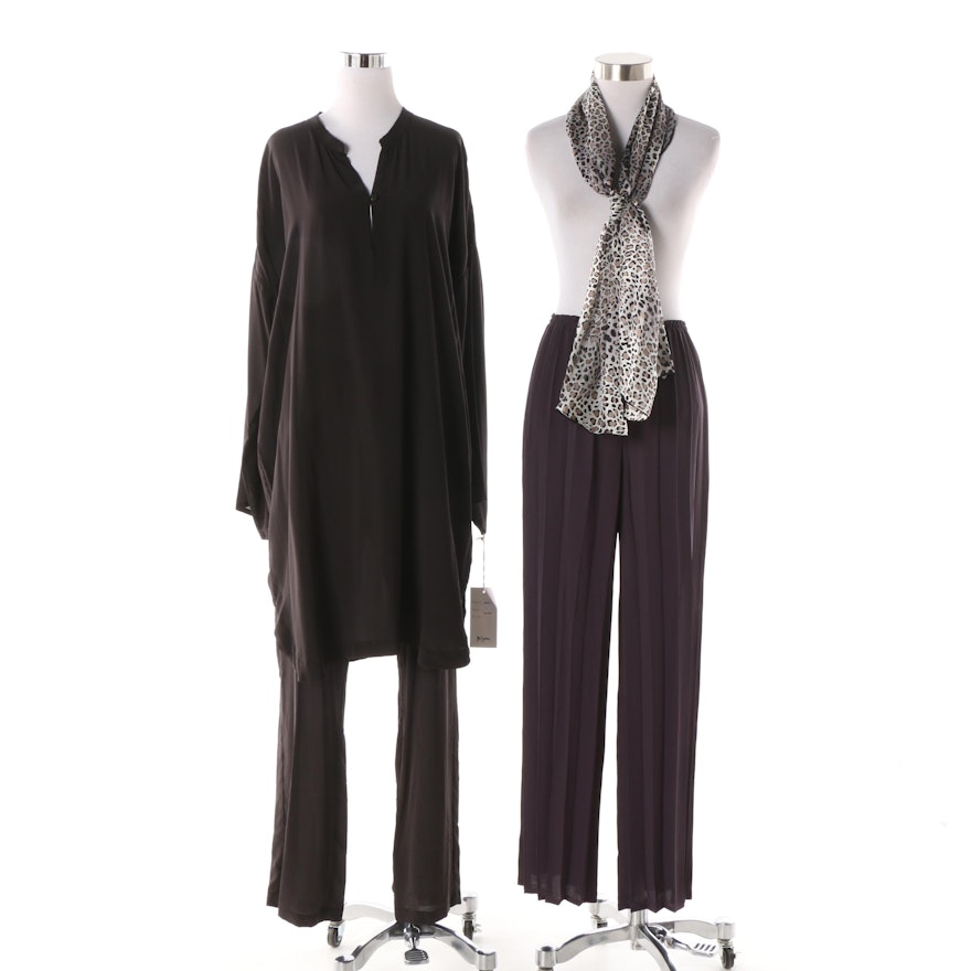 Biya Brown Tunic and Pant Set with Babette Pants and Fraas Scarf