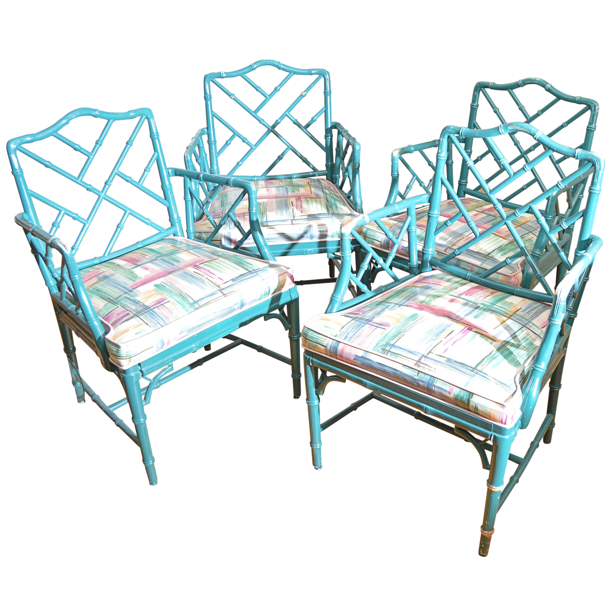 Set of Chinese Chippendale Bamboo Dining/Side Chairs