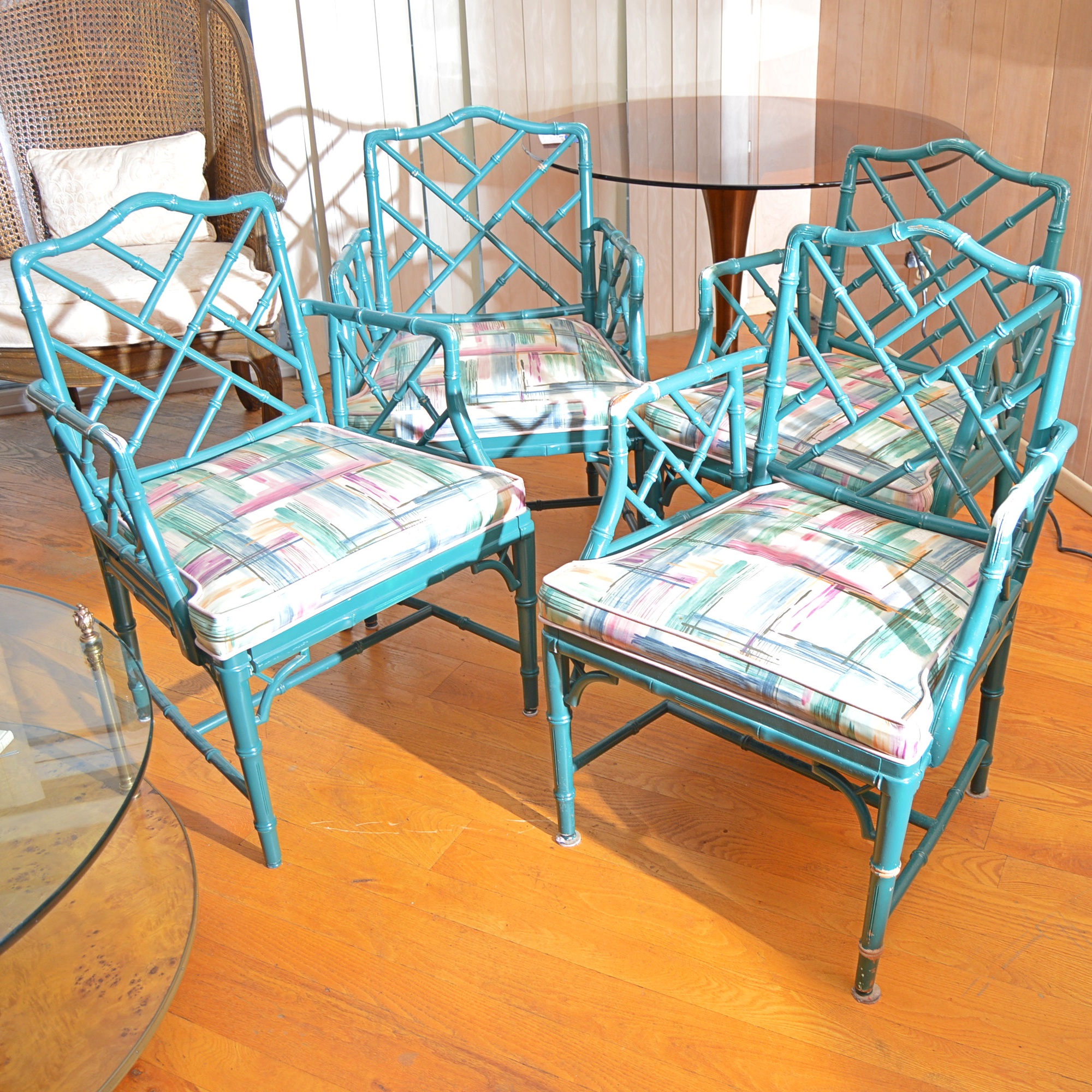 Set of Chinese Chippendale Bamboo Dining/Side Chairs