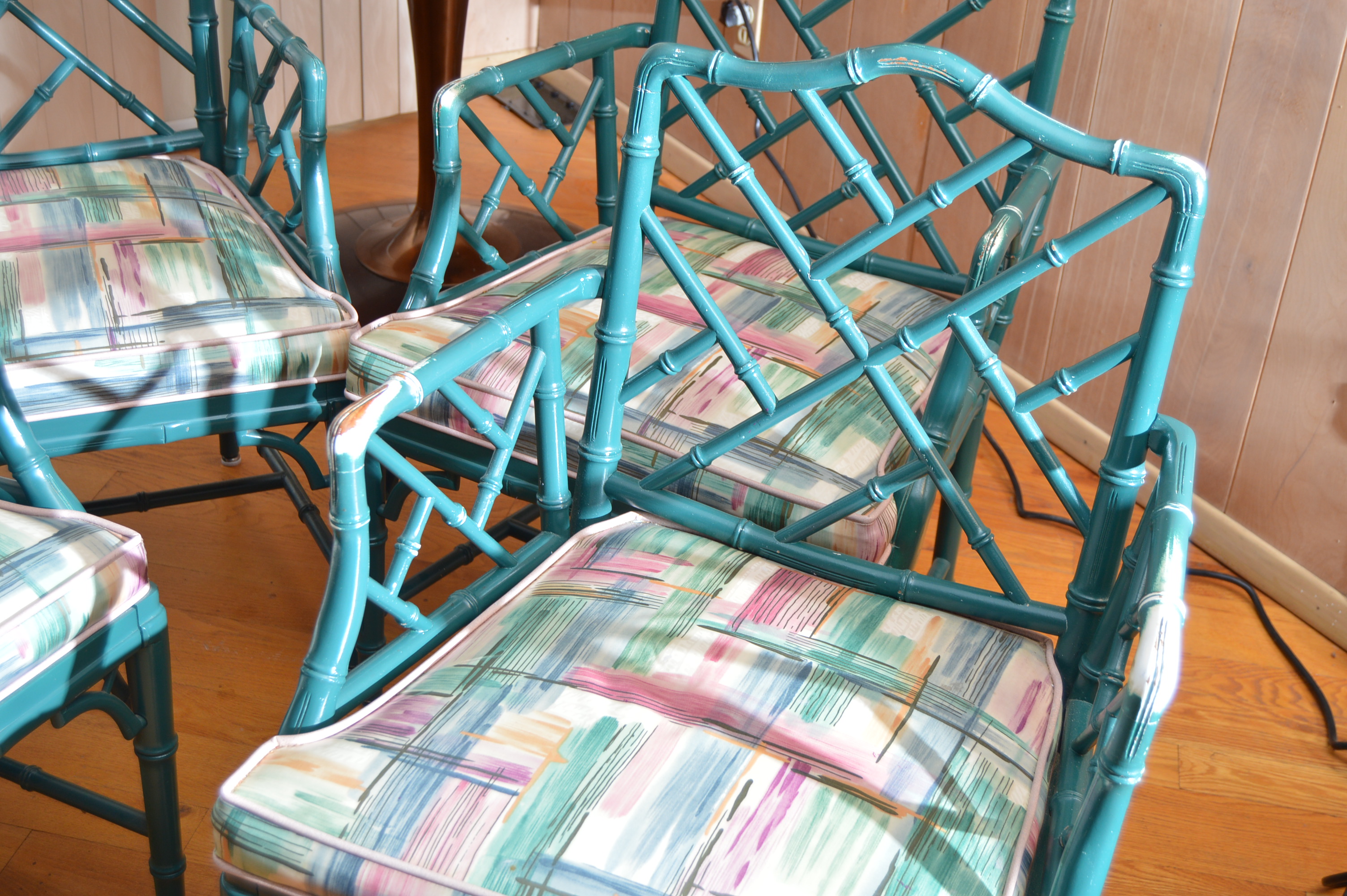 Set of Chinese Chippendale Bamboo Dining/Side Chairs