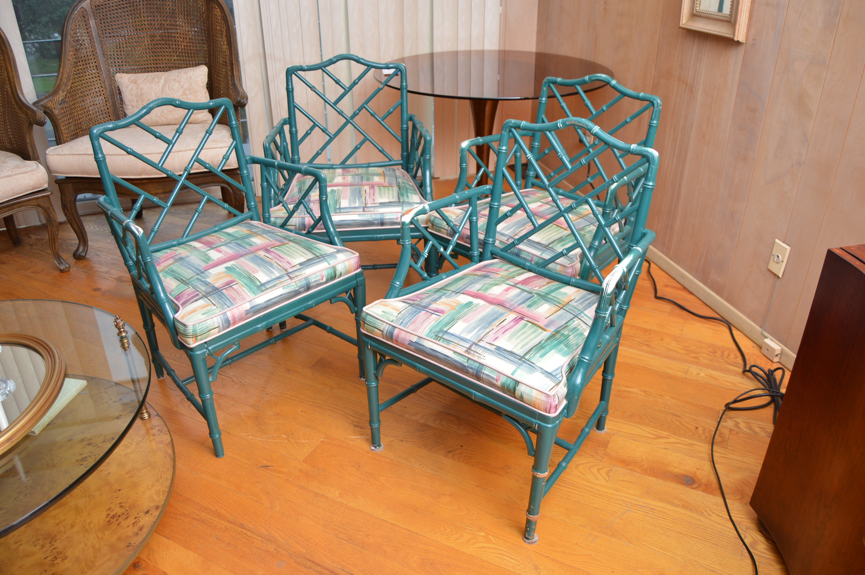 Set of Chinese Chippendale Bamboo Dining/Side Chairs