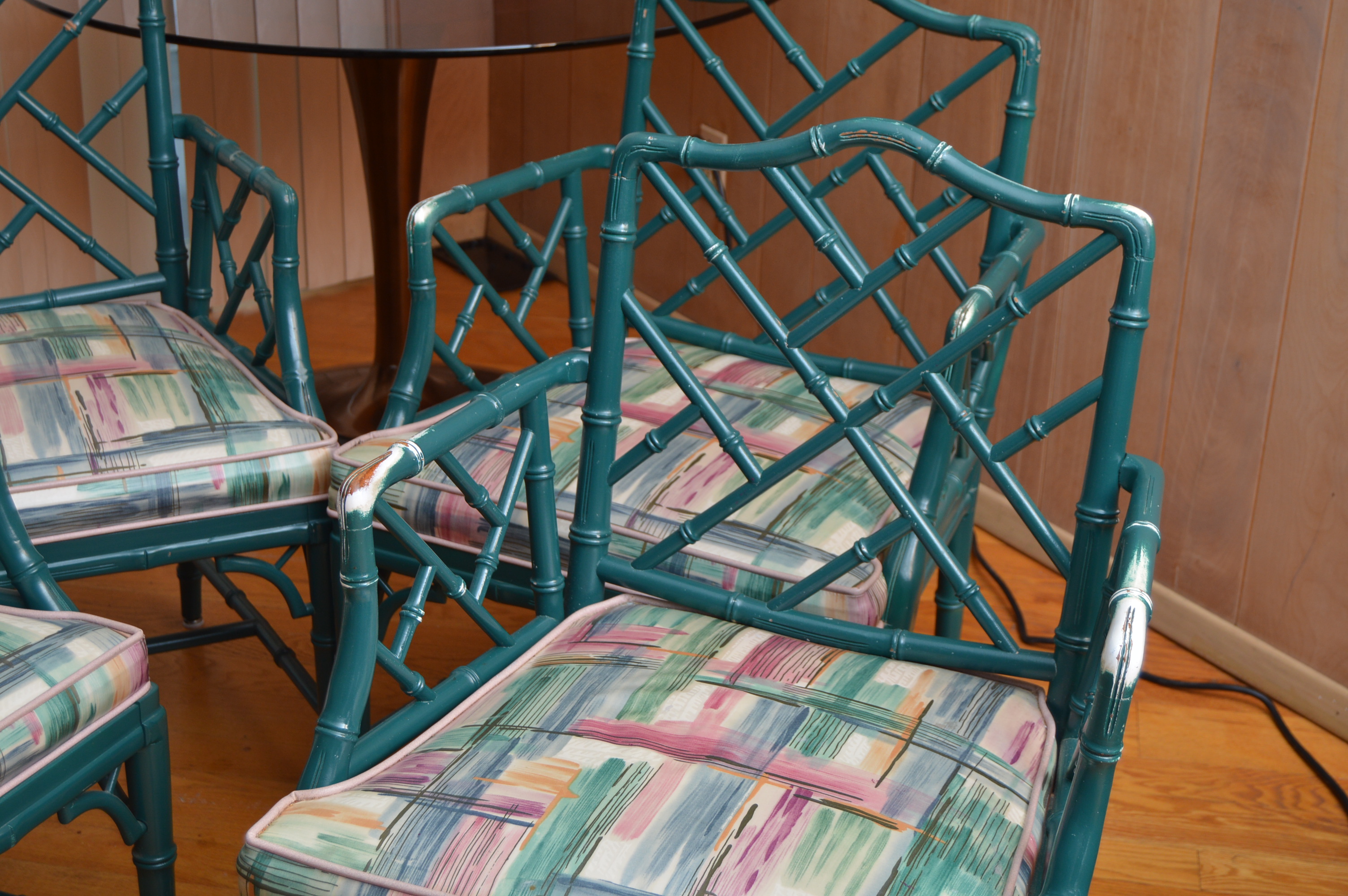 Set of Chinese Chippendale Bamboo Dining/Side Chairs