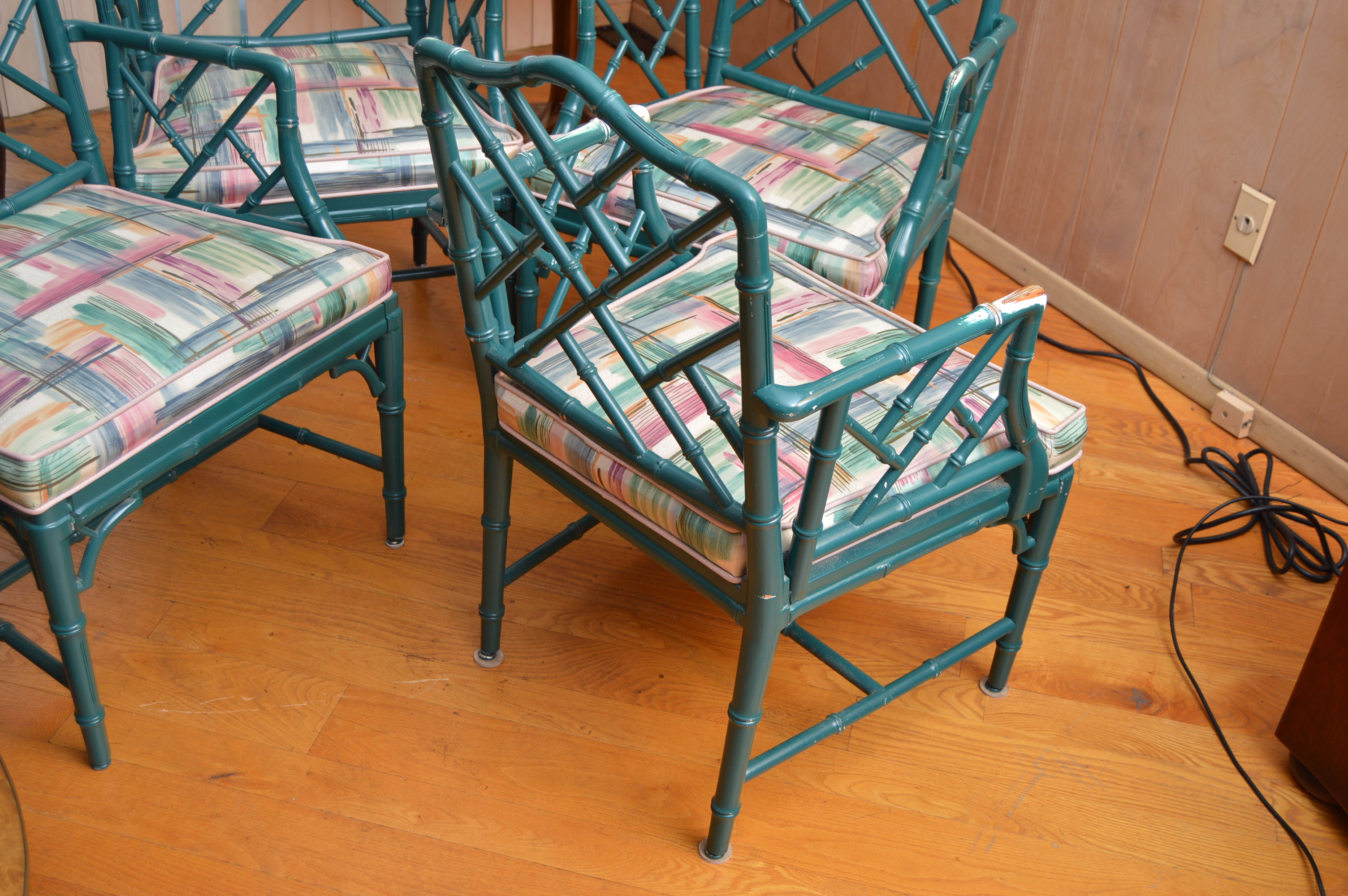 Set of Chinese Chippendale Bamboo Dining/Side Chairs