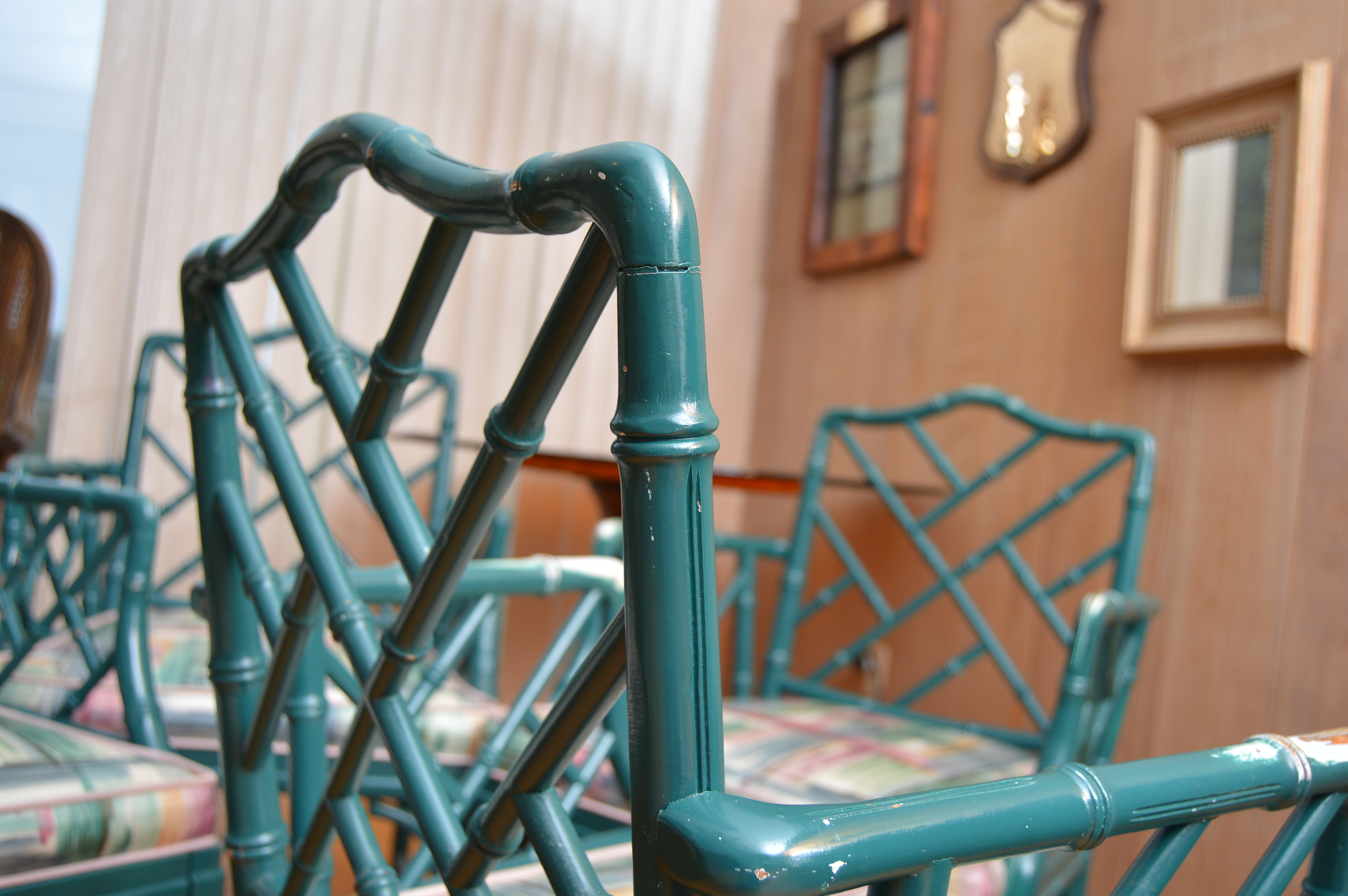 Set of Chinese Chippendale Bamboo Dining/Side Chairs