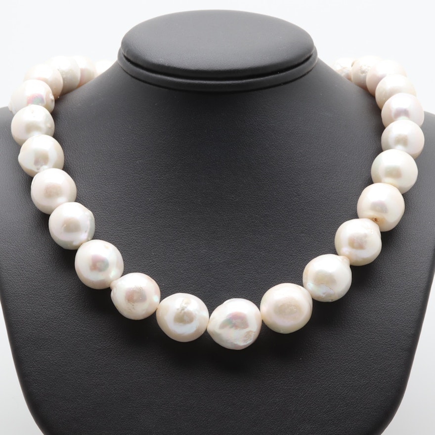 Baroque Cultured Pearl Single Strand Necklace