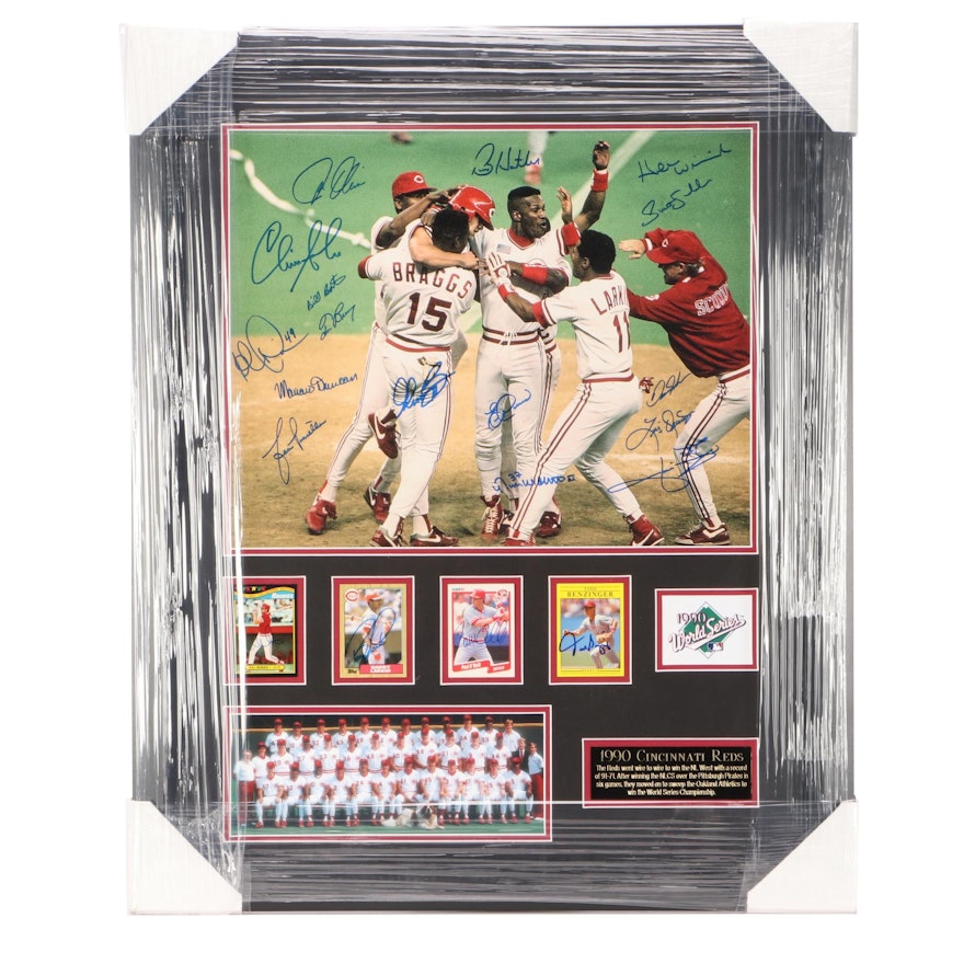 1990 Reds Signed World Series Display  COA