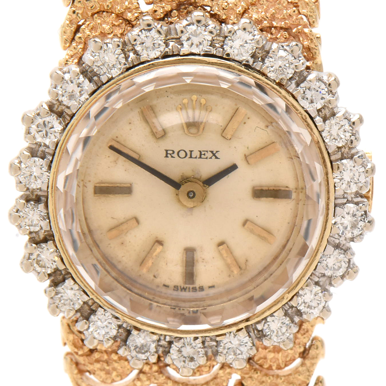 Vintage Rolex 14K Yellow Gold and Diamond Bezel Watch
