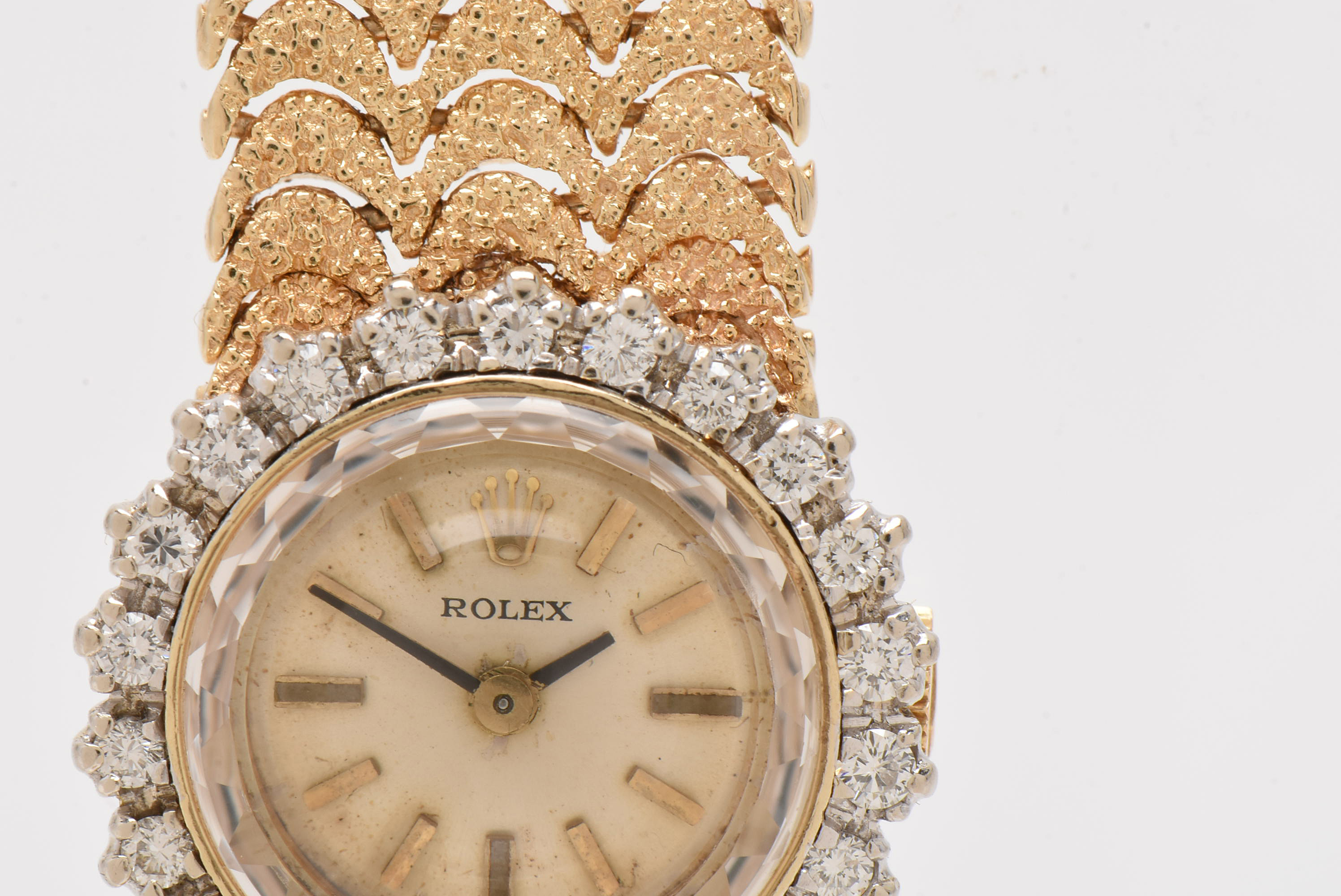 Vintage Rolex 14K Yellow Gold and Diamond Bezel Watch