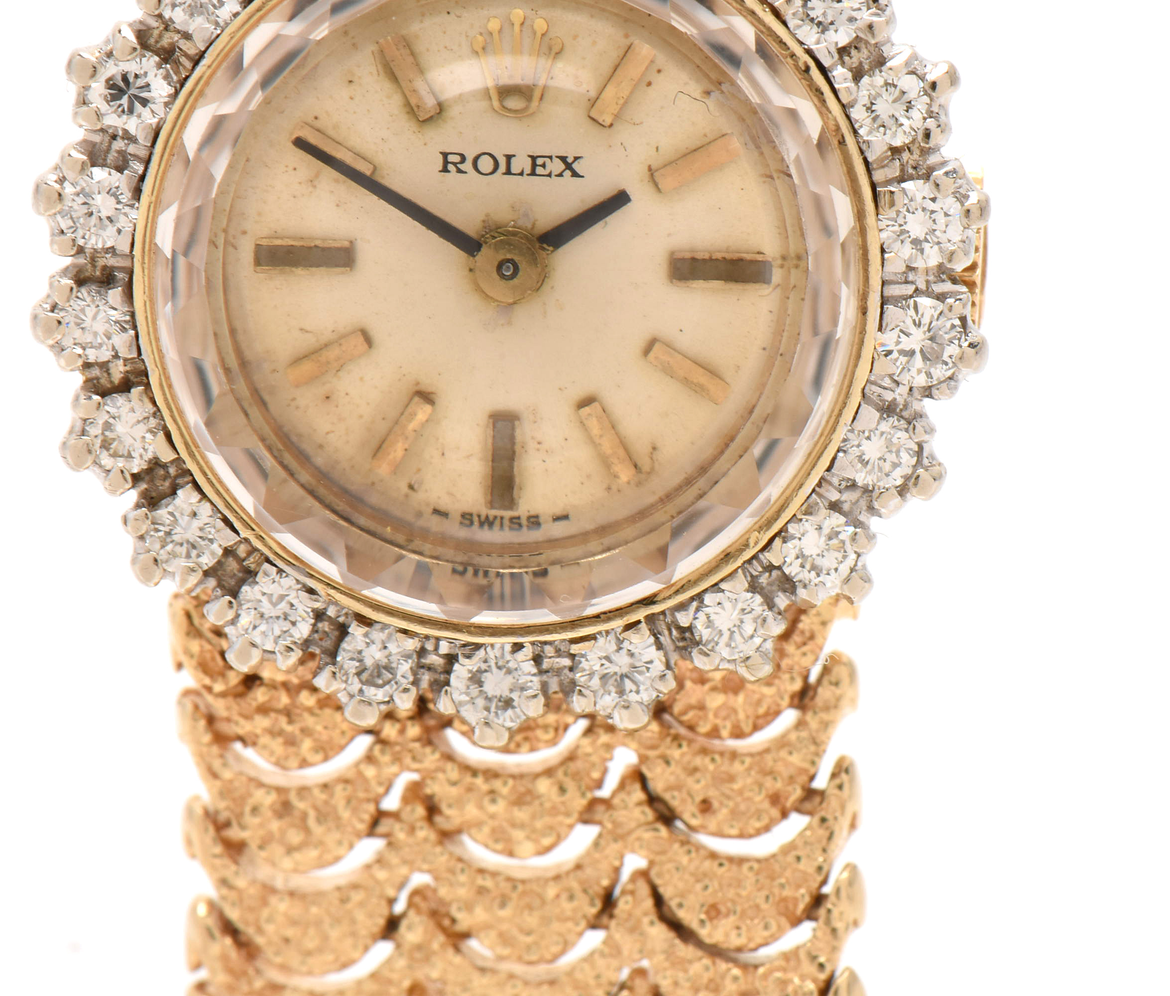 Vintage Rolex 14K Yellow Gold and Diamond Bezel Watch