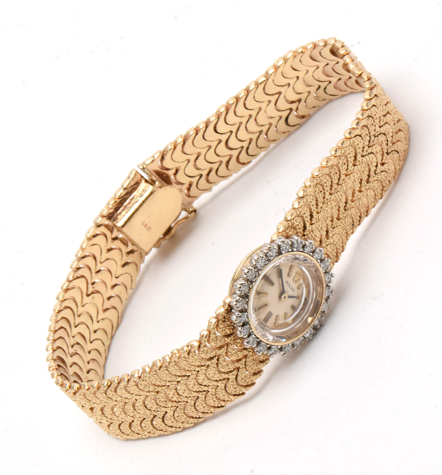 Vintage Rolex 14K Yellow Gold and Diamond Bezel Watch