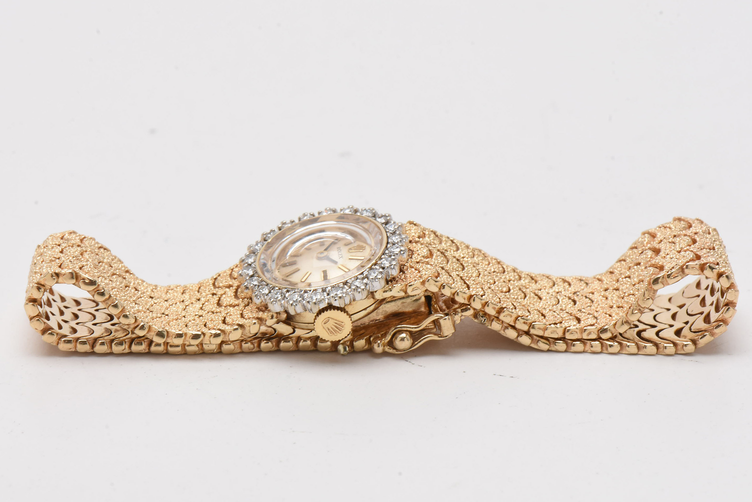 Vintage Rolex 14K Yellow Gold and Diamond Bezel Watch