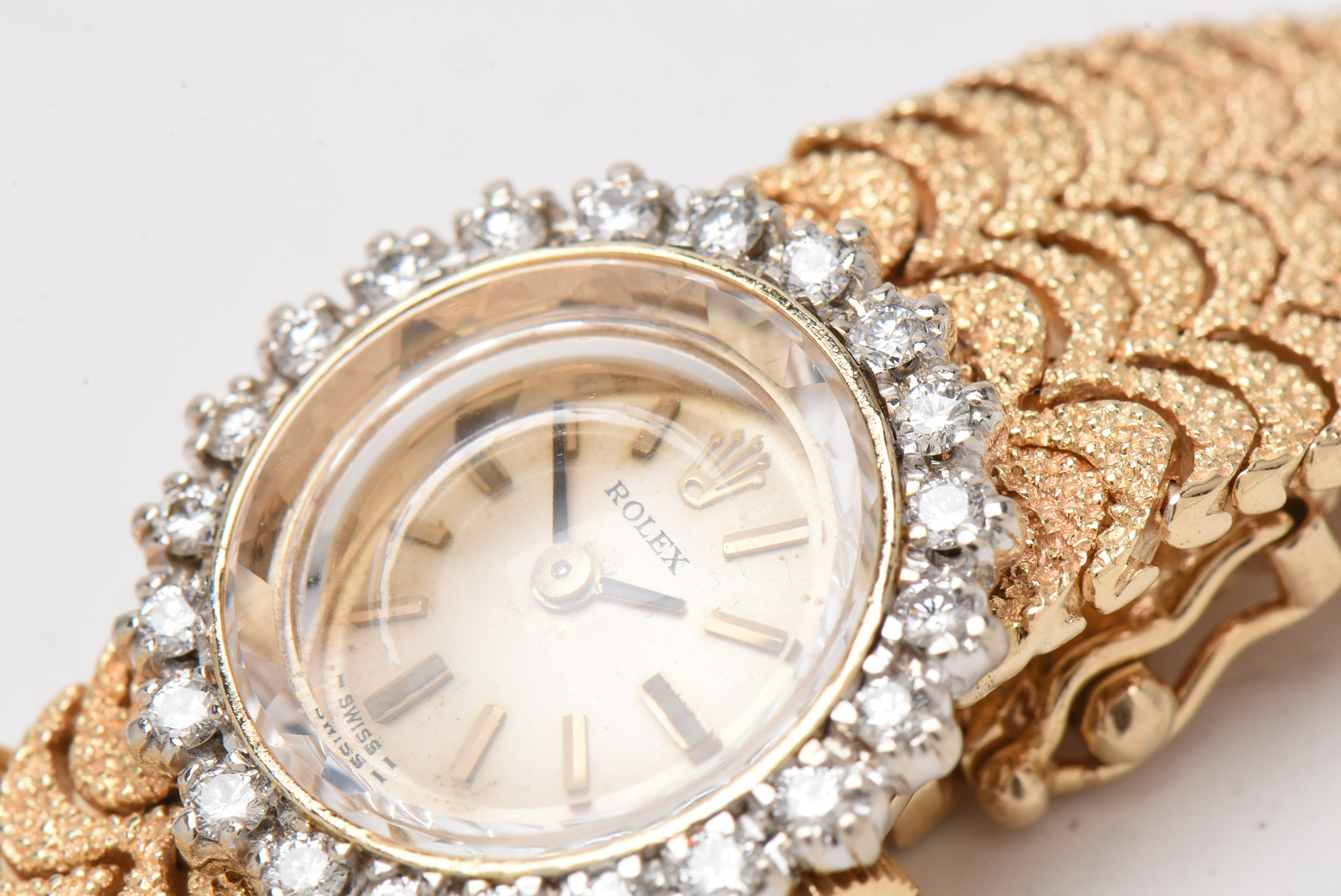 Vintage Rolex 14K Yellow Gold and Diamond Bezel Watch