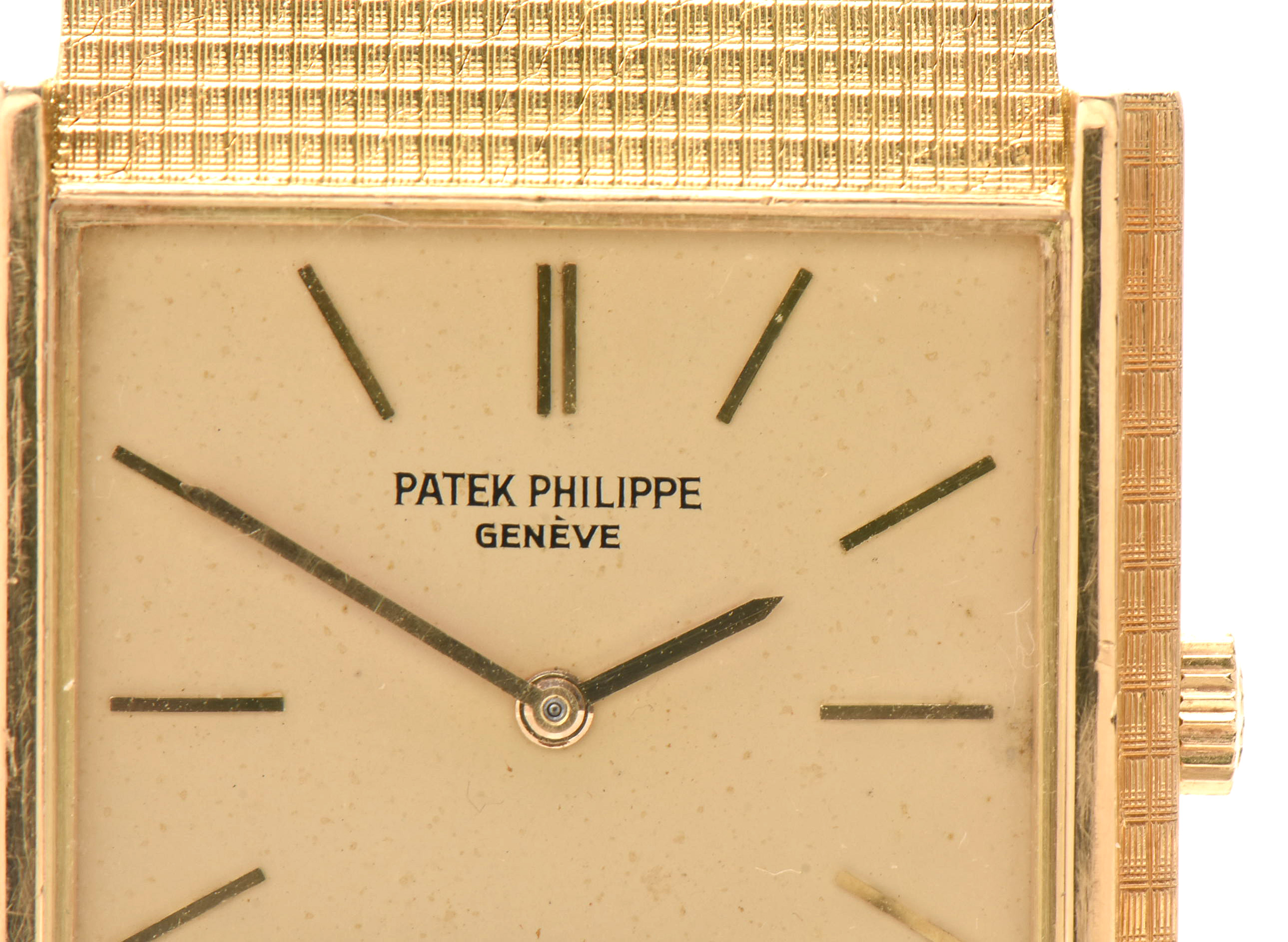 1970s Patek Philippe 18K Yellow Gold Square Dial with Mesh Bracelet Watch