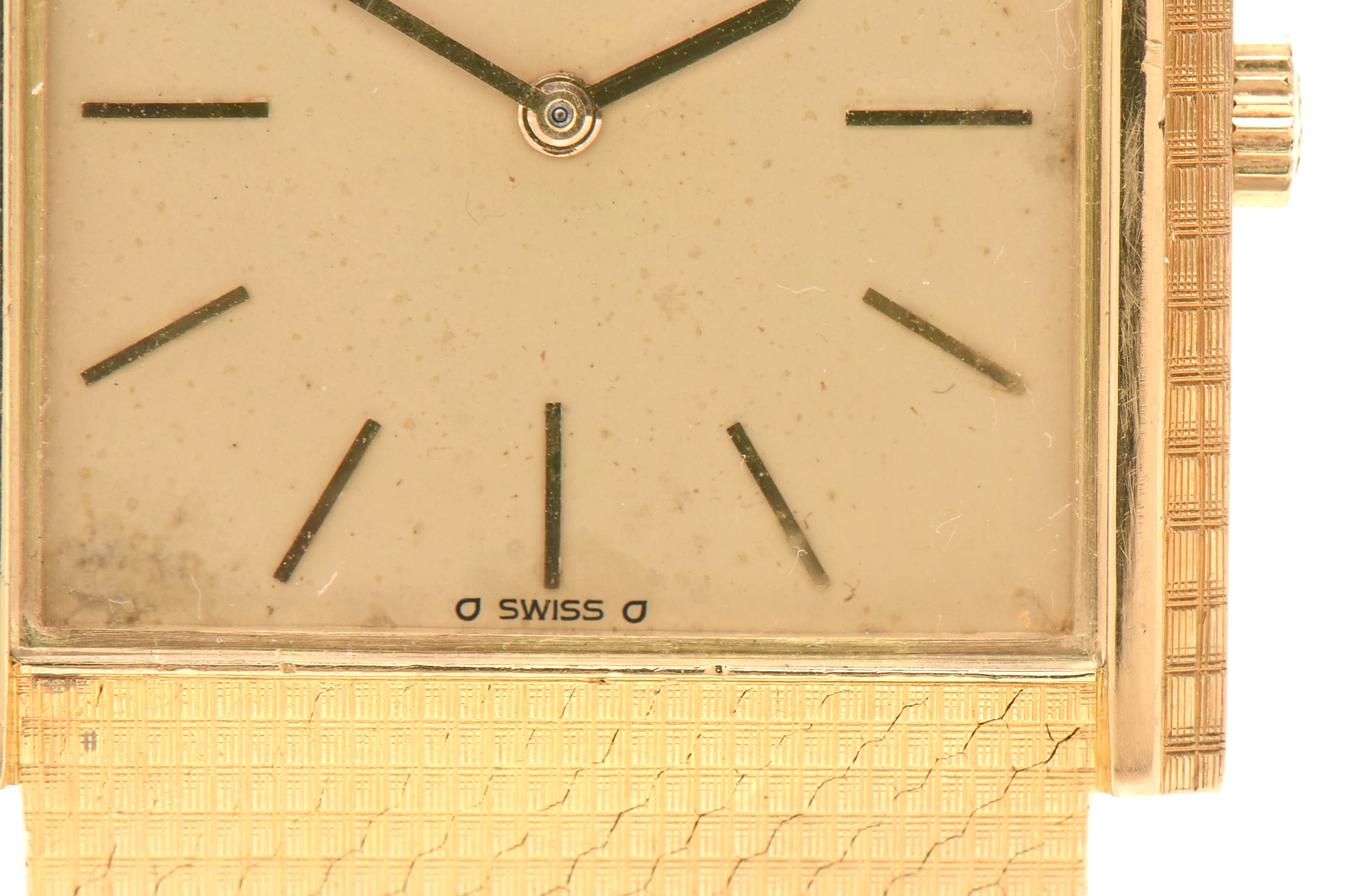 1970s Patek Philippe 18K Yellow Gold Square Dial with Mesh Bracelet Watch