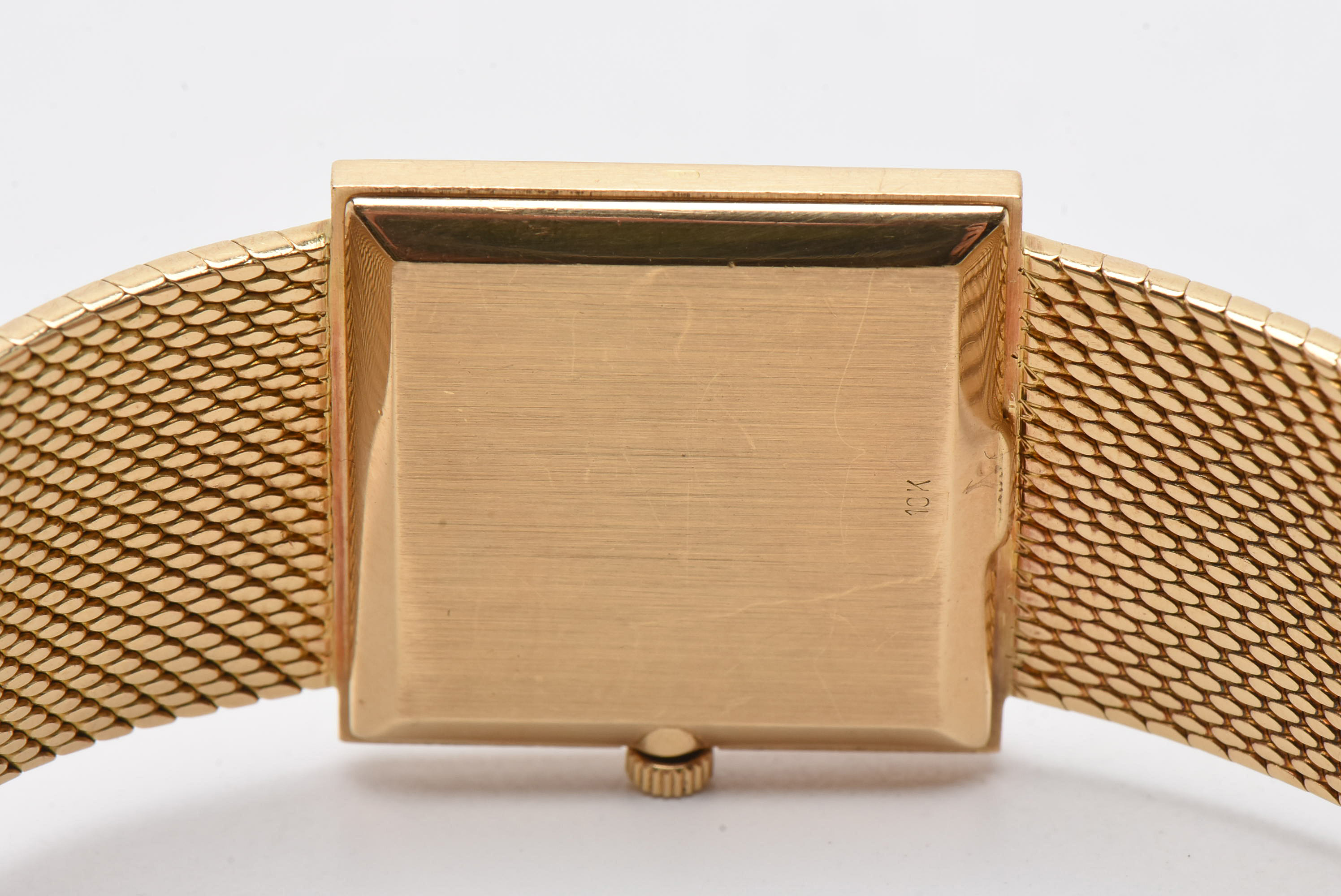 1970s Patek Philippe 18K Yellow Gold Square Dial with Mesh Bracelet Watch