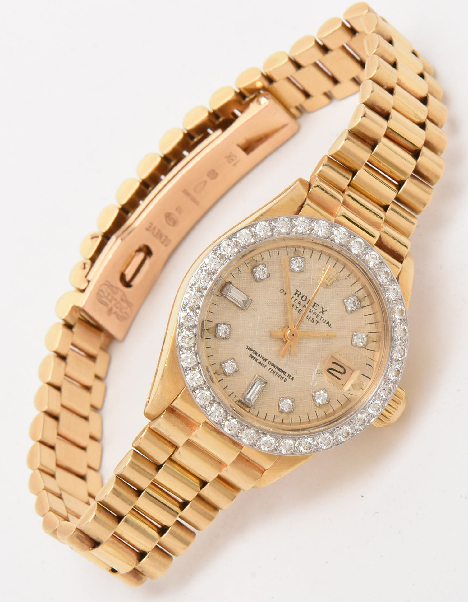 Rolex 18K Yellow Gold and Diamond Oyster Perpetual DateJust Watch