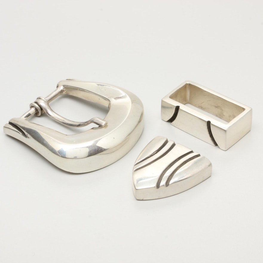 Kokopelli Sterling Silver Belt Buckle Set