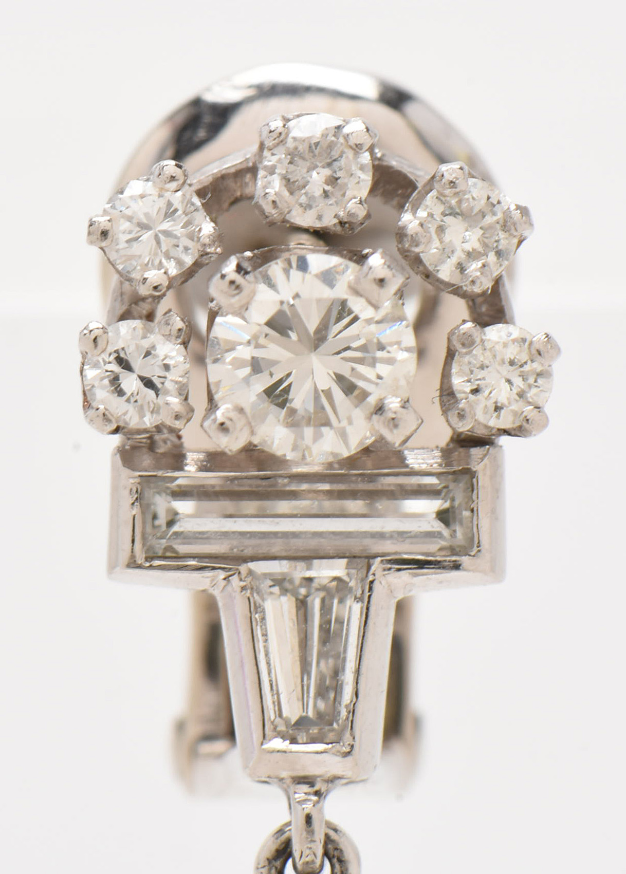 Art Deco Style Platinum 14K Gold Cultured Pearl and 1.53 CTW Diamond Earrings