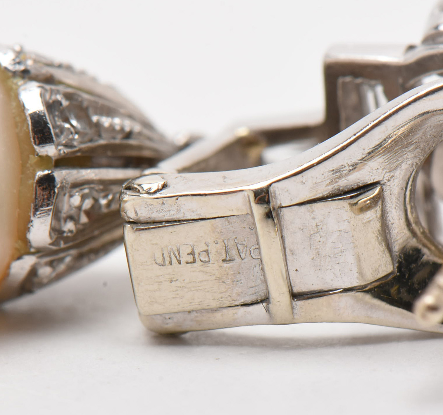 Art Deco Style Platinum 14K Gold Cultured Pearl and 1.53 CTW Diamond Earrings