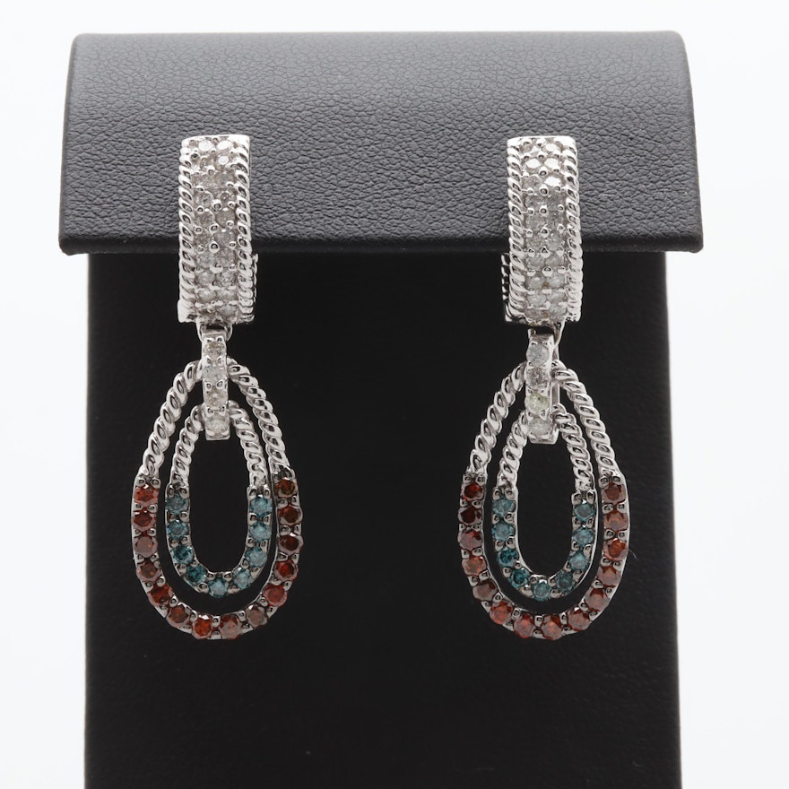 14K White Gold 2.03 CTW Diamond Earrings