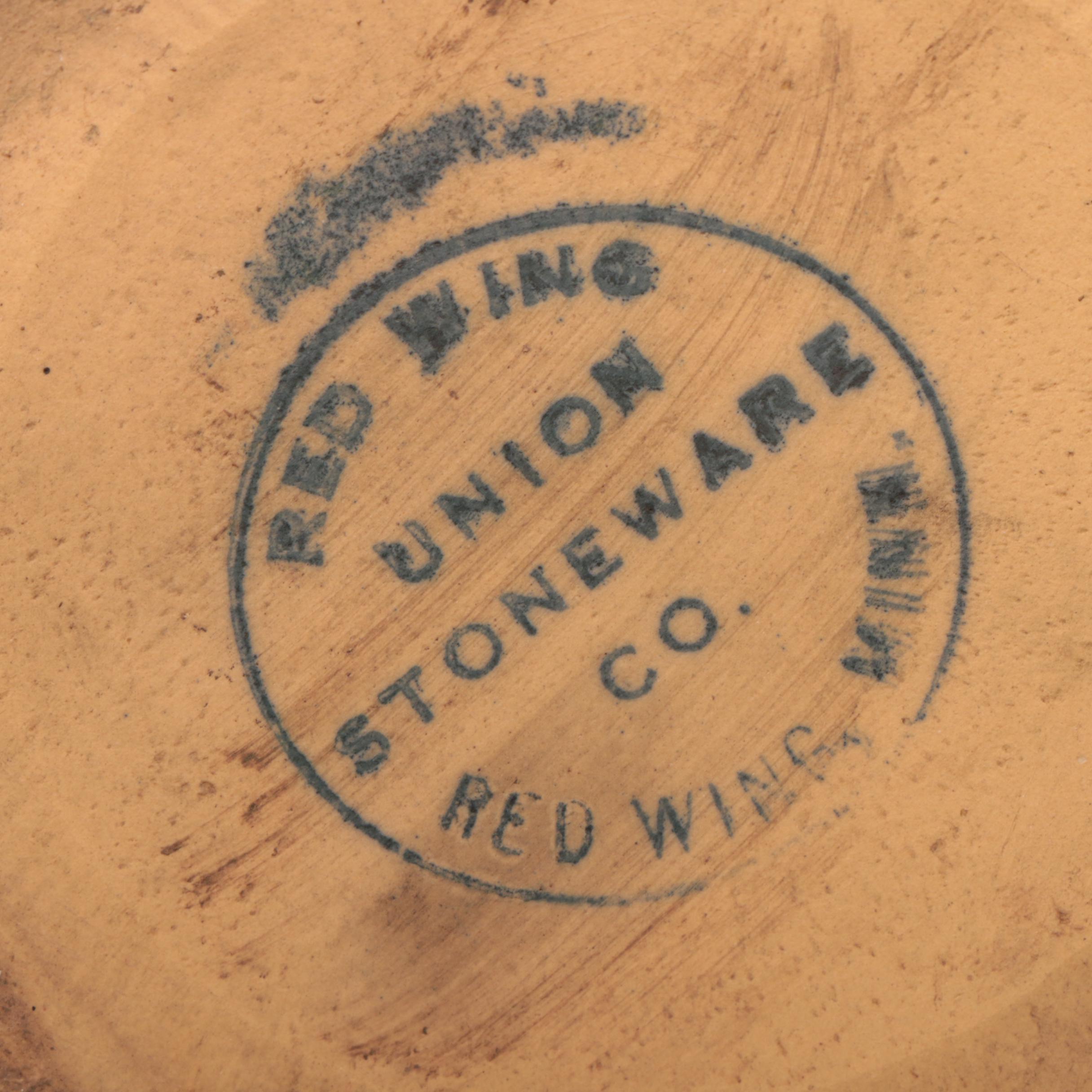 Red Wing Union Stoneware Brushware "Crane" Scenic Vase