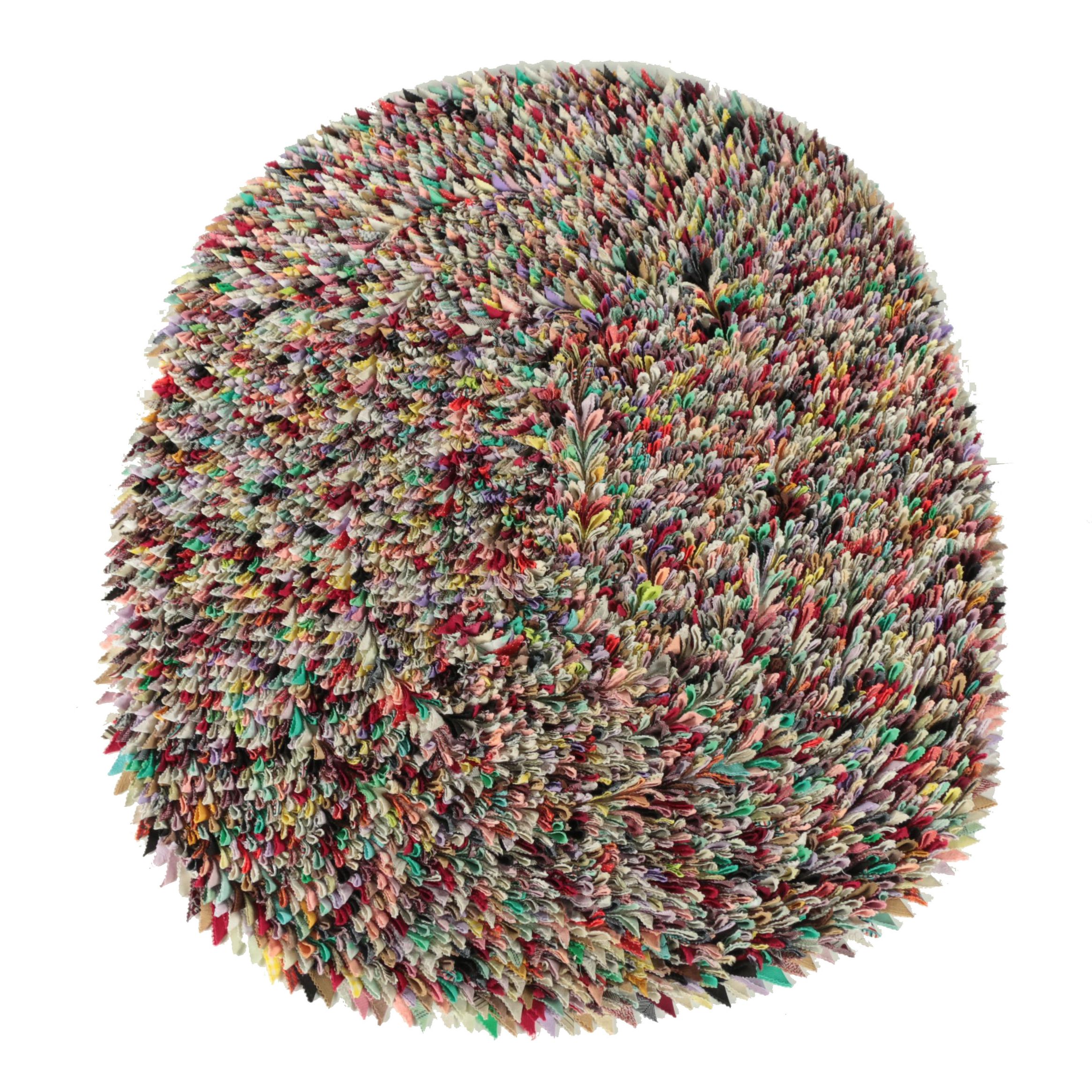 Machine Made Pinked Fabric Pile Oval Accent Rug